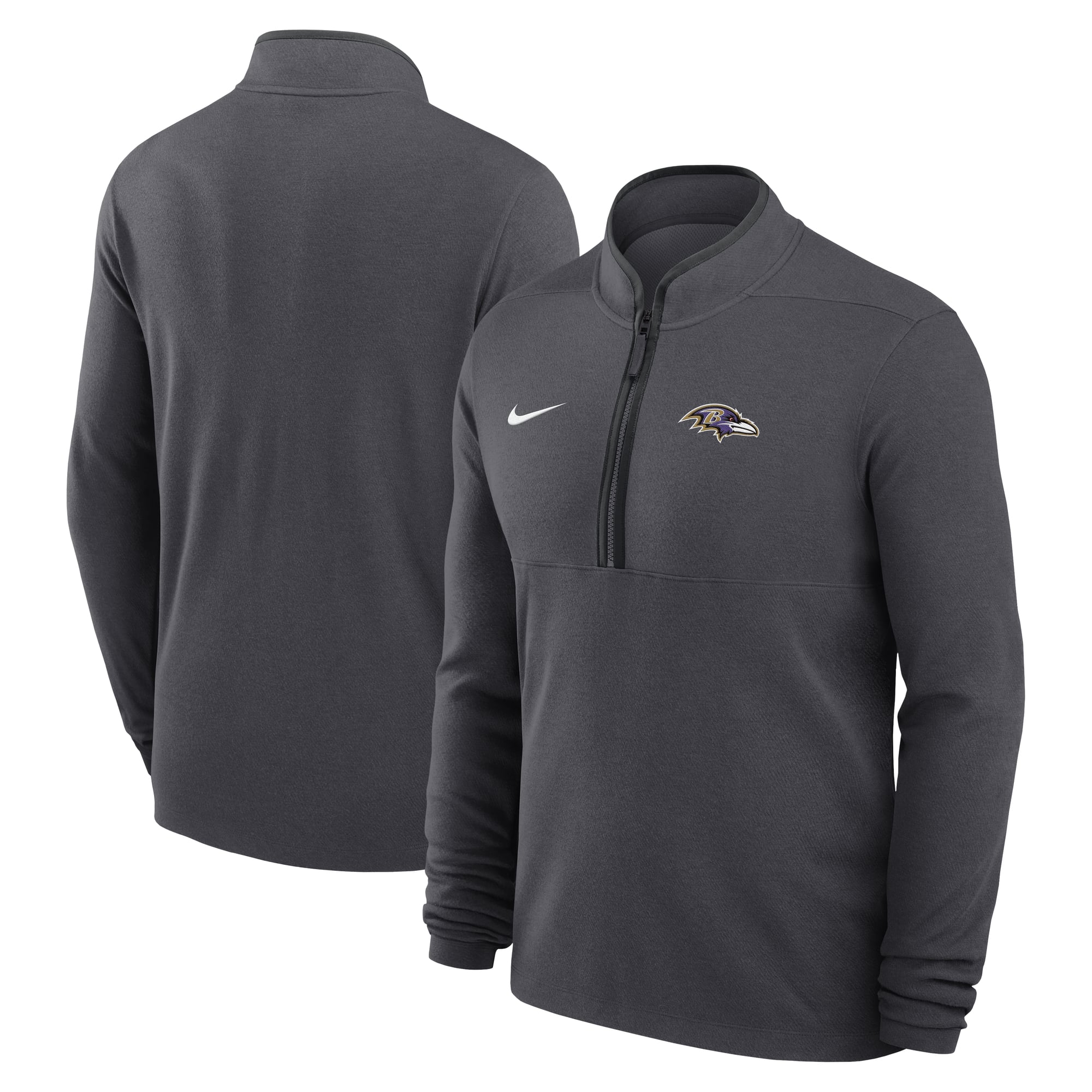 Pull-over Nike Dri-FIT Primetime Victory anthracite pour homme, modèle Baltimore Ravens, demi-zip
